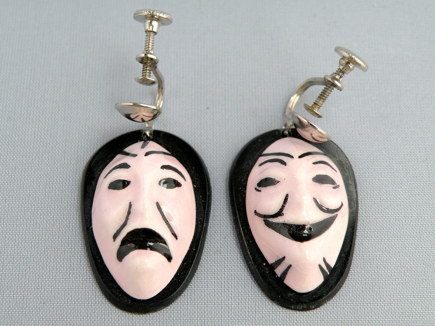 Vintage Comedy and Tragedy Earrings