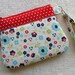 Ruffle Wristlet  Zippered Wristlet Curvy Wristlet... Dress Up Days Flowers in Blue