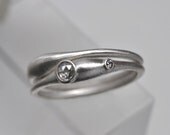 Raindrop rings- sterling silver & diamond stacking ring set