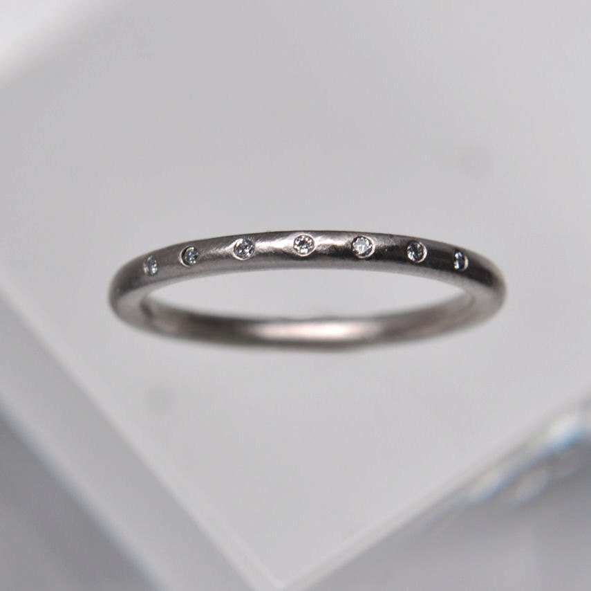 7 diamond wedding band - 18k palladium white gold