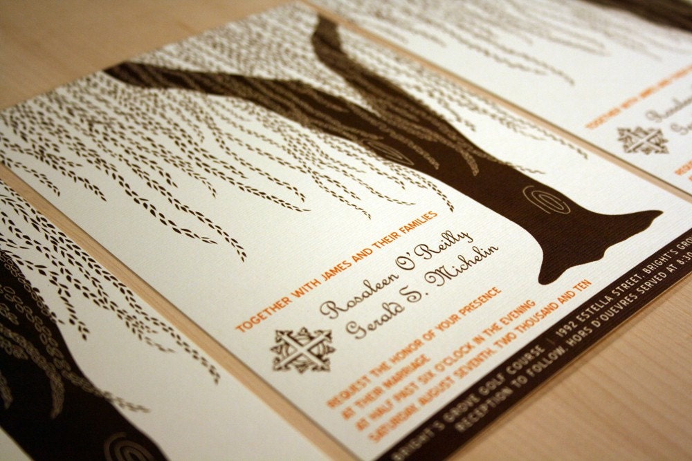 SAMPLE Cascading Willow Wedding Invitation