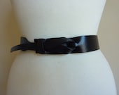 Glossy Black  Leather Belt by Muse 1 1/4 inches 3.3 cm nickle-free