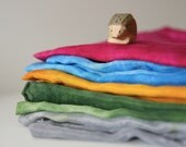 set of all five colors -  21x21 square play silks - hand-dyed - pink blue grey green yellow