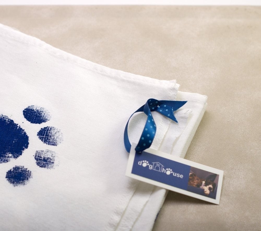 Paw prints tea towel