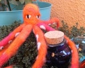 Octopus Cuddly Orange Needle Felted