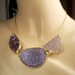Druzy Necklace Jasper Crystal Geode Large Crystal Slice Statement Necklace Lavender Purple Gold Luxury Spring Fashion