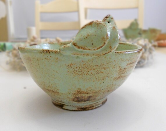 Ceramic Bird Bowl Stoneware Handmade Pottery by IslandGirlPottery
