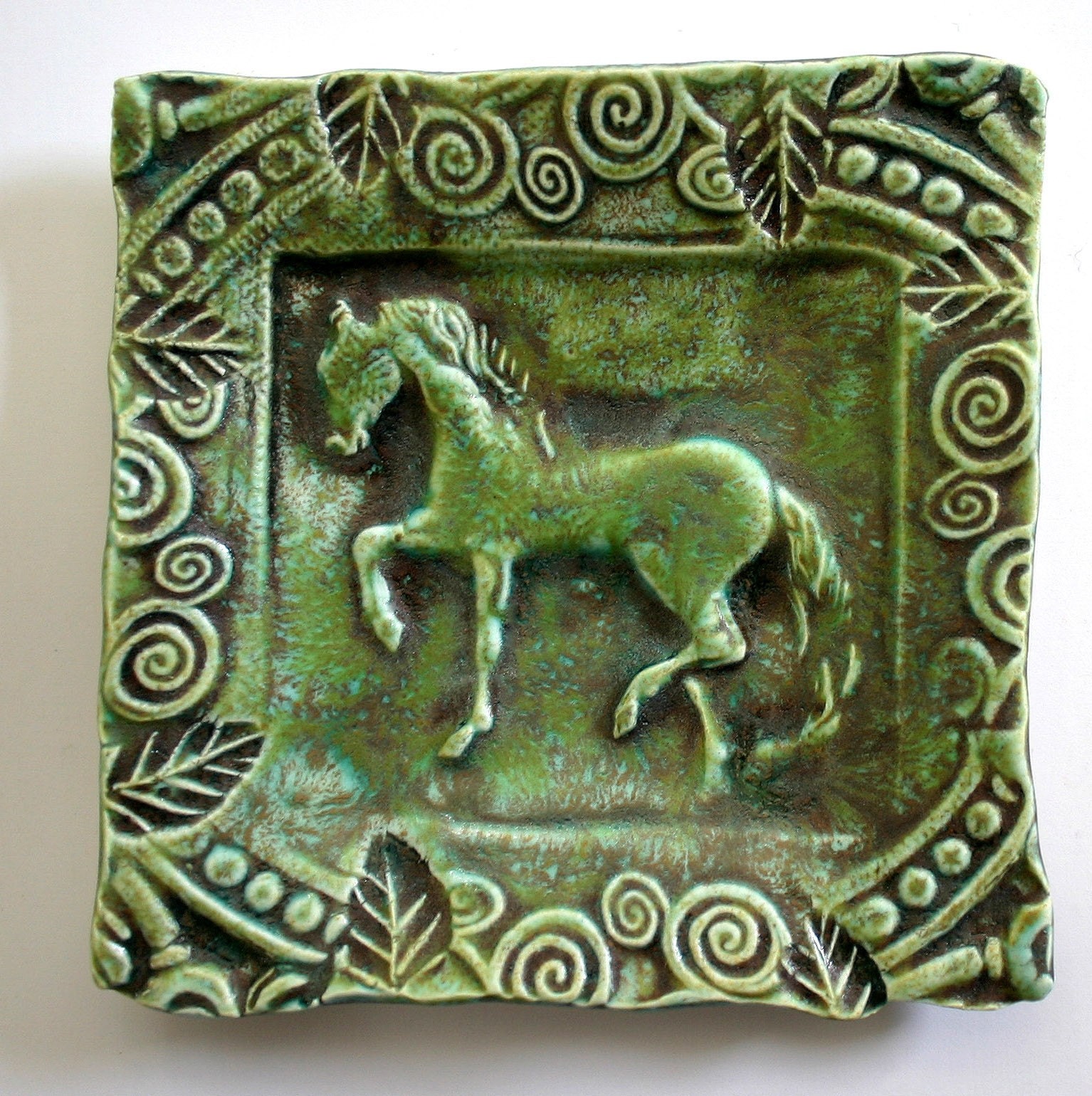 Green Horse Trinket Dish
