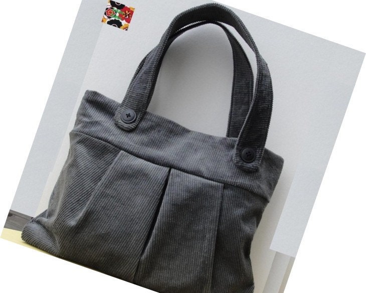 Pleated Corduroy Handbag / Purse/ Tote Bag