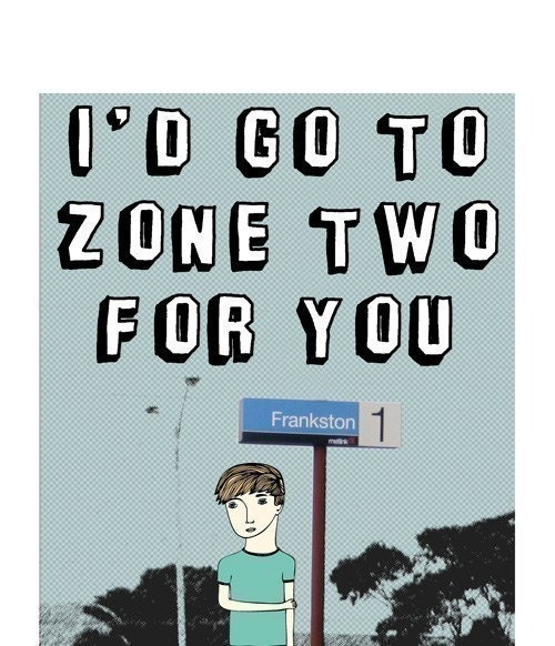 Melbourne Greeting Card - I'd go to zone two for you
