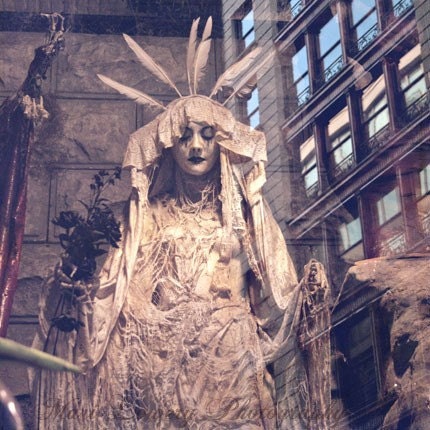 Gothic Corpse Bride Photography Print, She Sleeps, NYC Shop Window Photo, Halloween Decoration