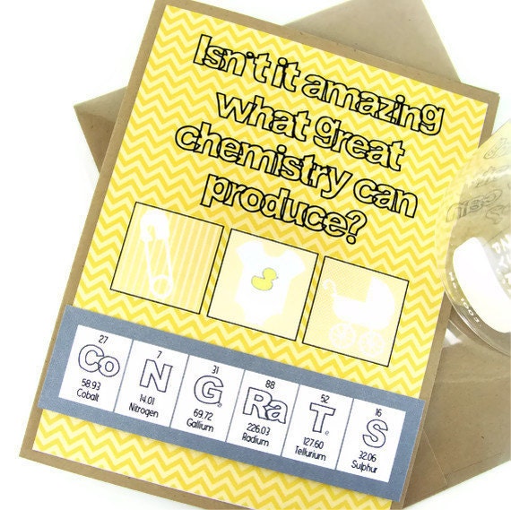 Chemistry Periodic Table Congrats Baby Card Yellow