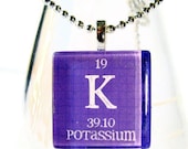 Chemistry Jewelry Personalized Glass Periodic Table Necklace - Purple