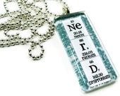 Chemistry Necklace Periodic Table Science Jewelry Nerd Blue Damask