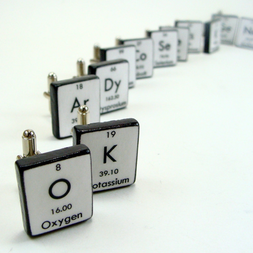 Chemistry Wedding Cufflinks Periodic Table Customized Mens - 6 Pairs