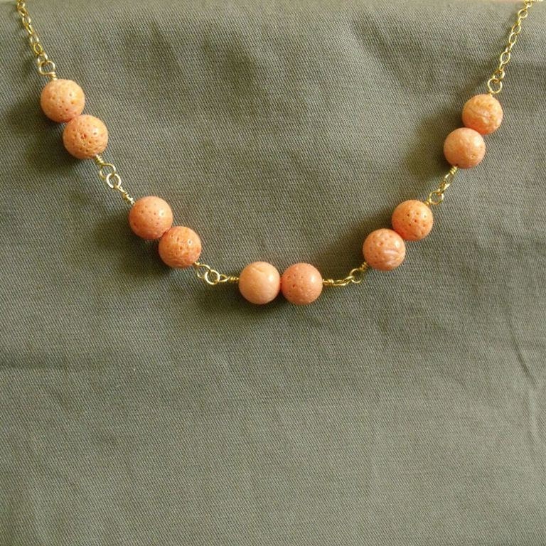 Salmon Coral Necklace with 14 Karat Gold Filled parts