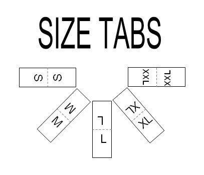 100 pcs Printed Size Tabs (White nylon fabric with Black letter) FREE SHIPPING EVERYWHERE NO FRAY NO FADE