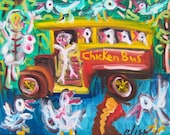 8X10 PRINT Chicken Bus Art Brut RAW Elisa