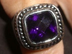 Estate Dark Purple Quartz Ring Sterling Silver Ring