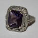 Estate Amethyst Sterling Silver Filigree Ring