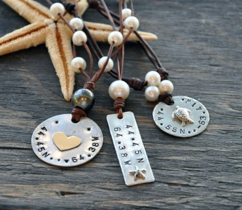 Leather and Pearl Nautical Code Bracelet