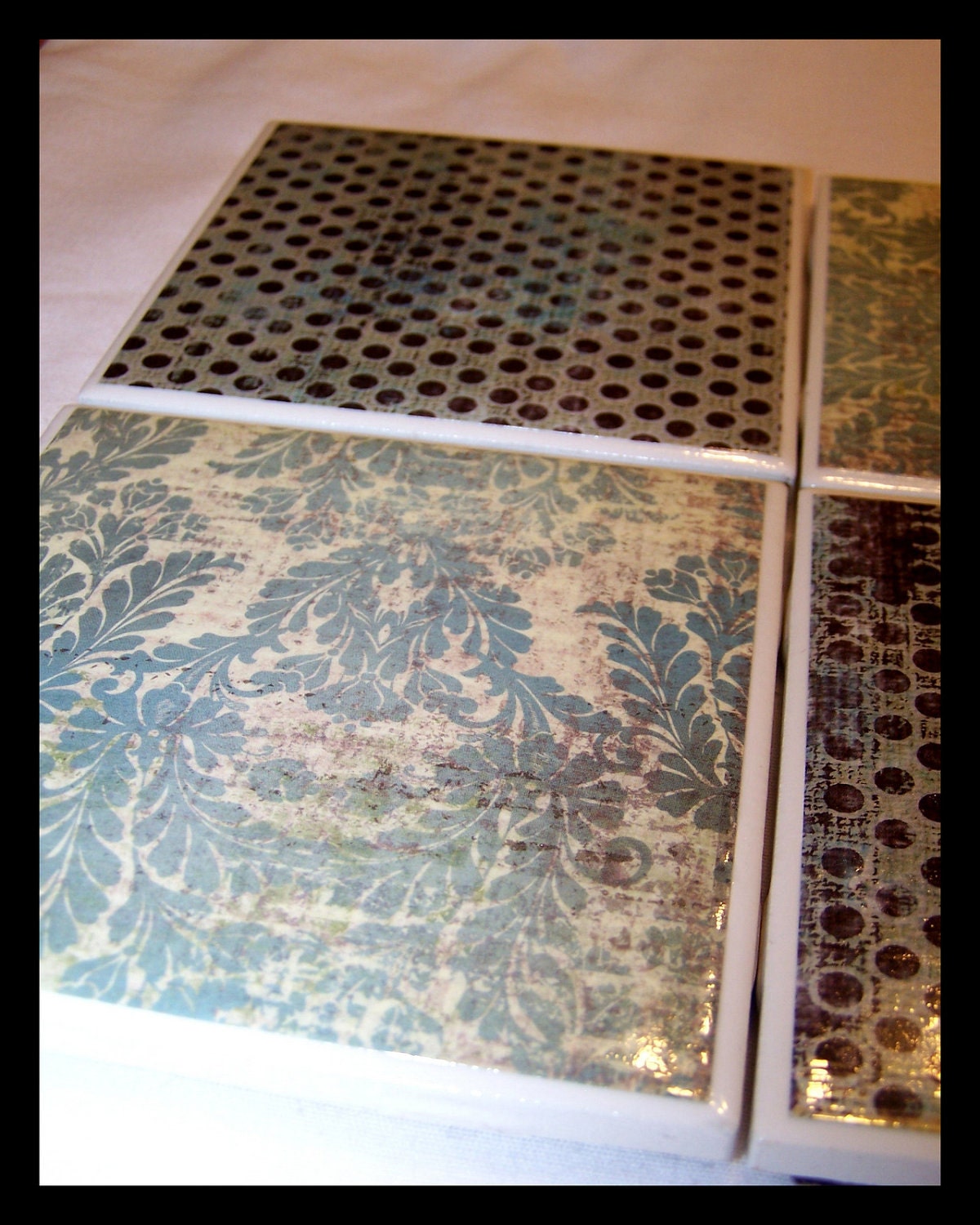 Earth and Sky Tile Coasters - Set of Four with Felt Backing