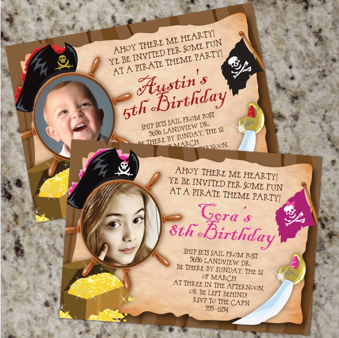 GIRL or Boy Pirate Party Photo Invites - Print Your Own Il_170x135