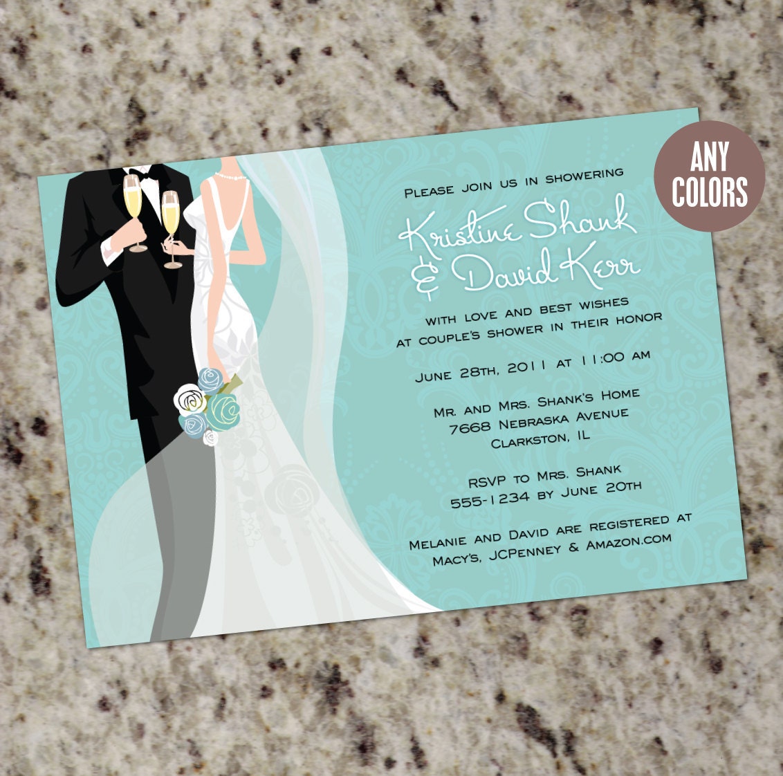 COUPLE'S SHOWER - Bridal Shower Invitations - Any Color - Print Your Own Il_170x135