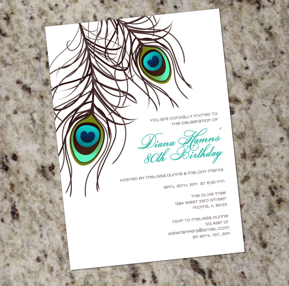 PEACOCK Invitation - PRINTABLE DESIGN - Wedding, Birthday or Any Occasion Il_570xn