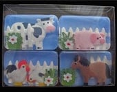 Soap Set - Farm Animal Barnyard Soaps (ENTIRELY made of soap) Cow, Horse, Pig, Chickens