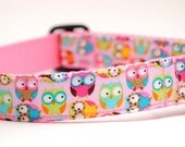 Party Owl in Pink - Custom Dog Collar