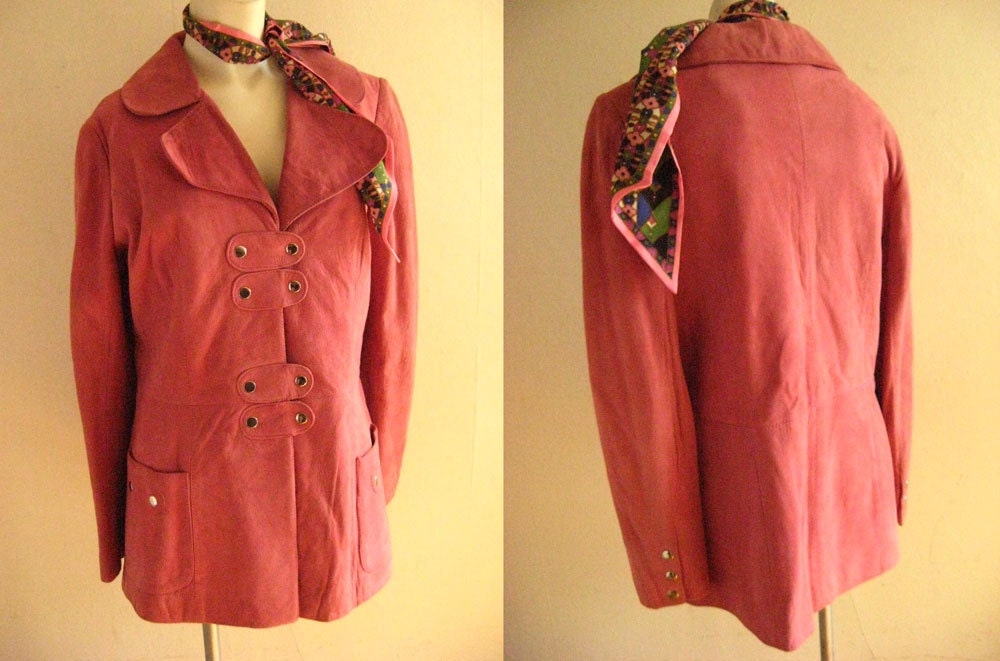 Mad for Mod Pink Suede Snap Closure Coat