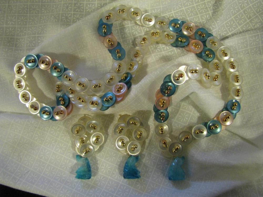 Buttons and Bears Necklace and Earring Set