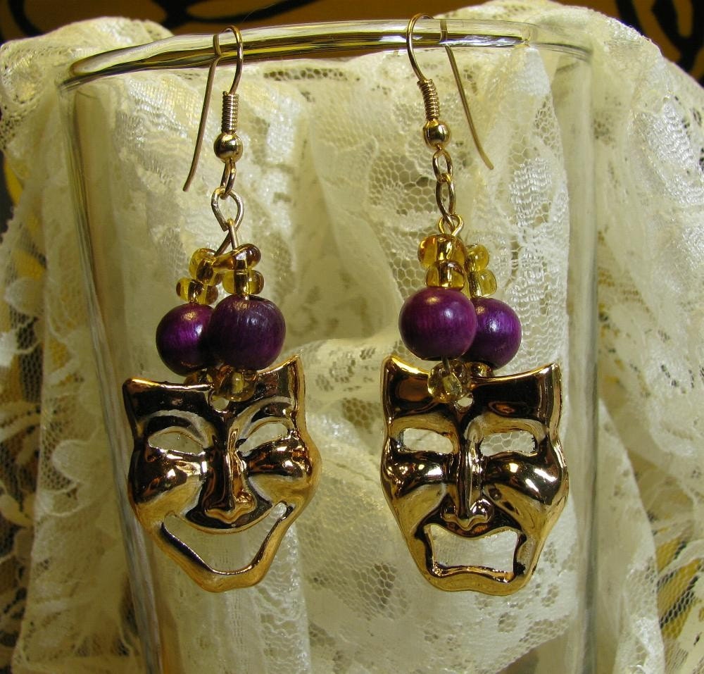 Mardi Gras Comedy - Tragedy Masks Earrings
