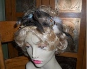 Headband fashion brown jewel funky fun flapper feather costume