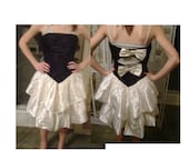 Vintage 80s dress cocktail party black white Roberta CLEARANCE