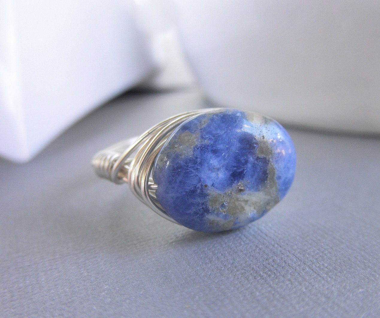 Wire Wrapped Ring - To Order - Sodalite, Blue, Cobalt, Stone, Oval, Dark Blue, Royal, Handmade, Cute, Simple, Lovely, Unique, Summer