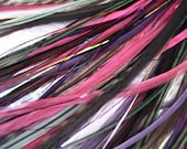Punky Collection - 6 Feather Hair Extensions, 3 Rainbow Hair Tinsel and 4 FREE Micro Beads, Medium Long Length (7-13 inches)