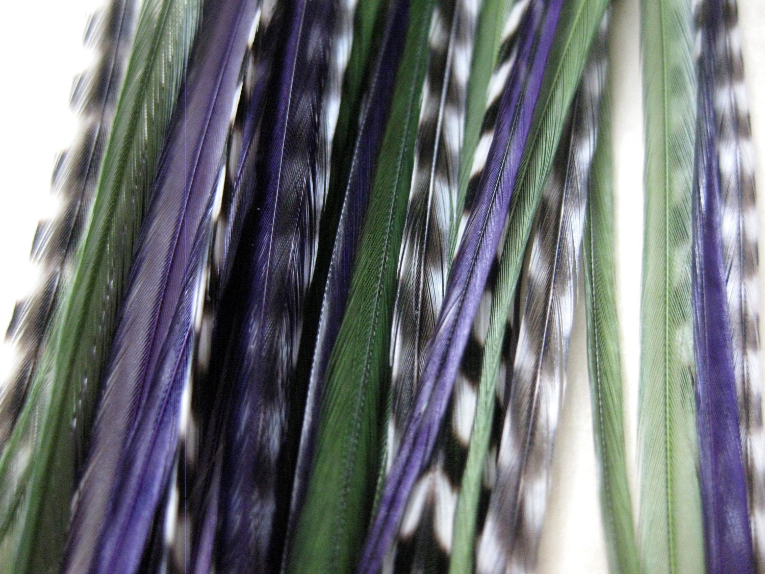 Sage Steppe Collection - 3 Premium Feather Hair Extensions with 3 FREE Micro Beads, Extra Long Length (9-13 inches)