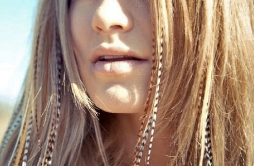 Fire On The Mountain Collection - 6 Premium Feather Hair Extensions with 4 FREE Micro Beads, Long Length (7-13 inches)