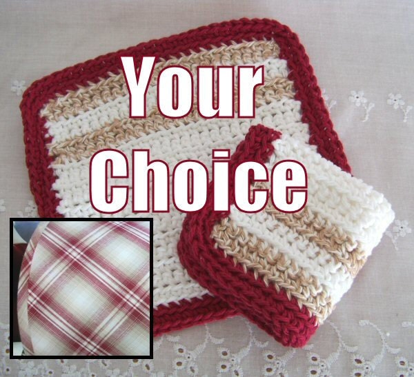 Your Choice of Colors/Pattern. Made to Order 3 PC Set of Cotton Dish/Wash Cloths.