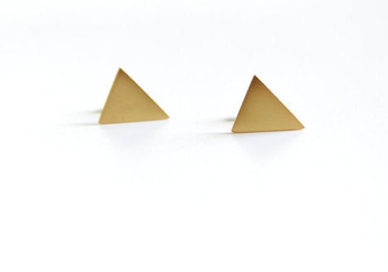 24k Gold Plated Triangle Post Earrings
