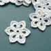 3 Crochet Flower Appliques -- 2 inch Diameter, in White