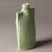 Porcelain ribbed oval flask bottle vase in blue-green