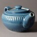 Teapot medium deep blue with inscribed stripes