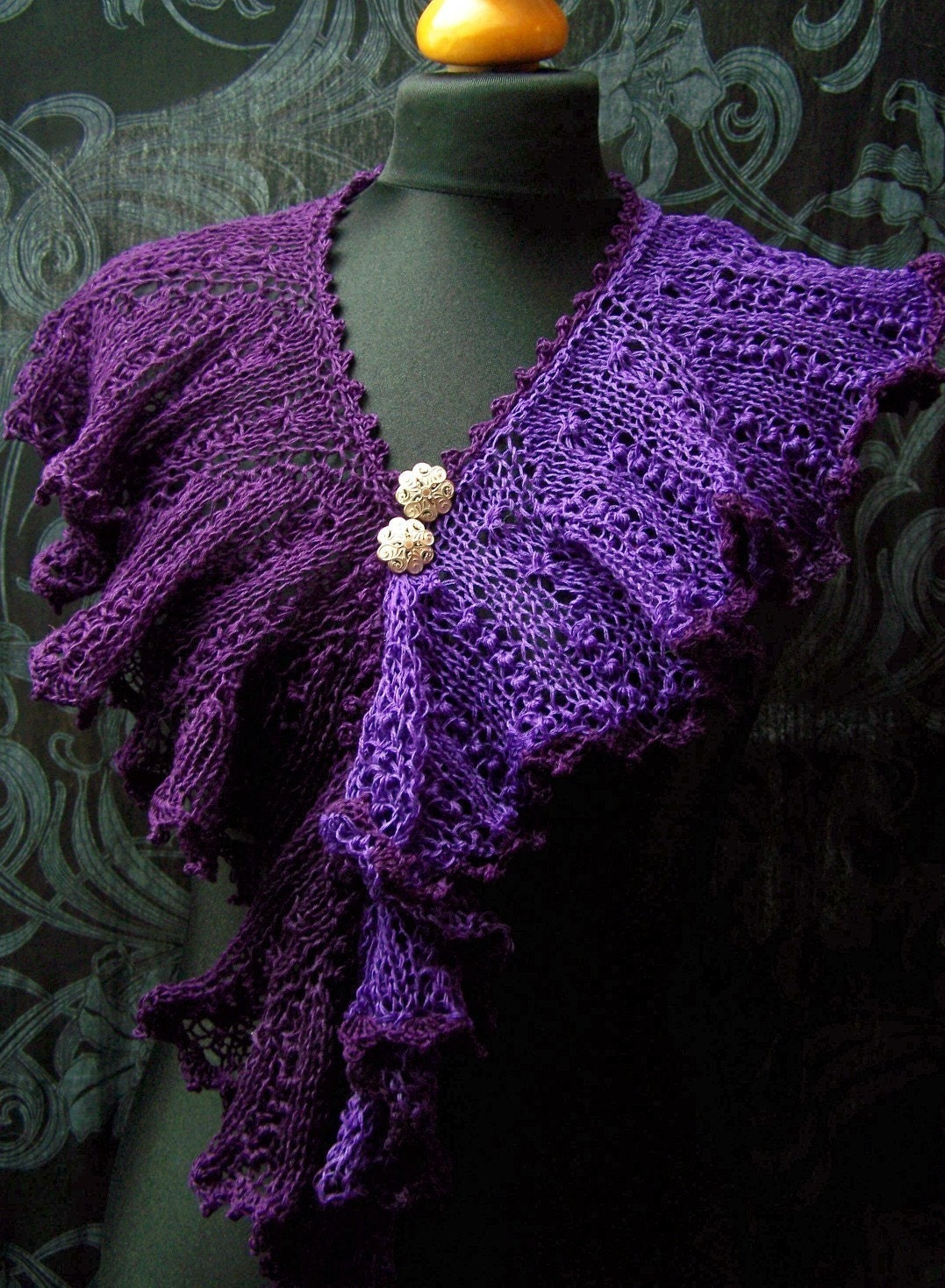 handknitted shawl purple