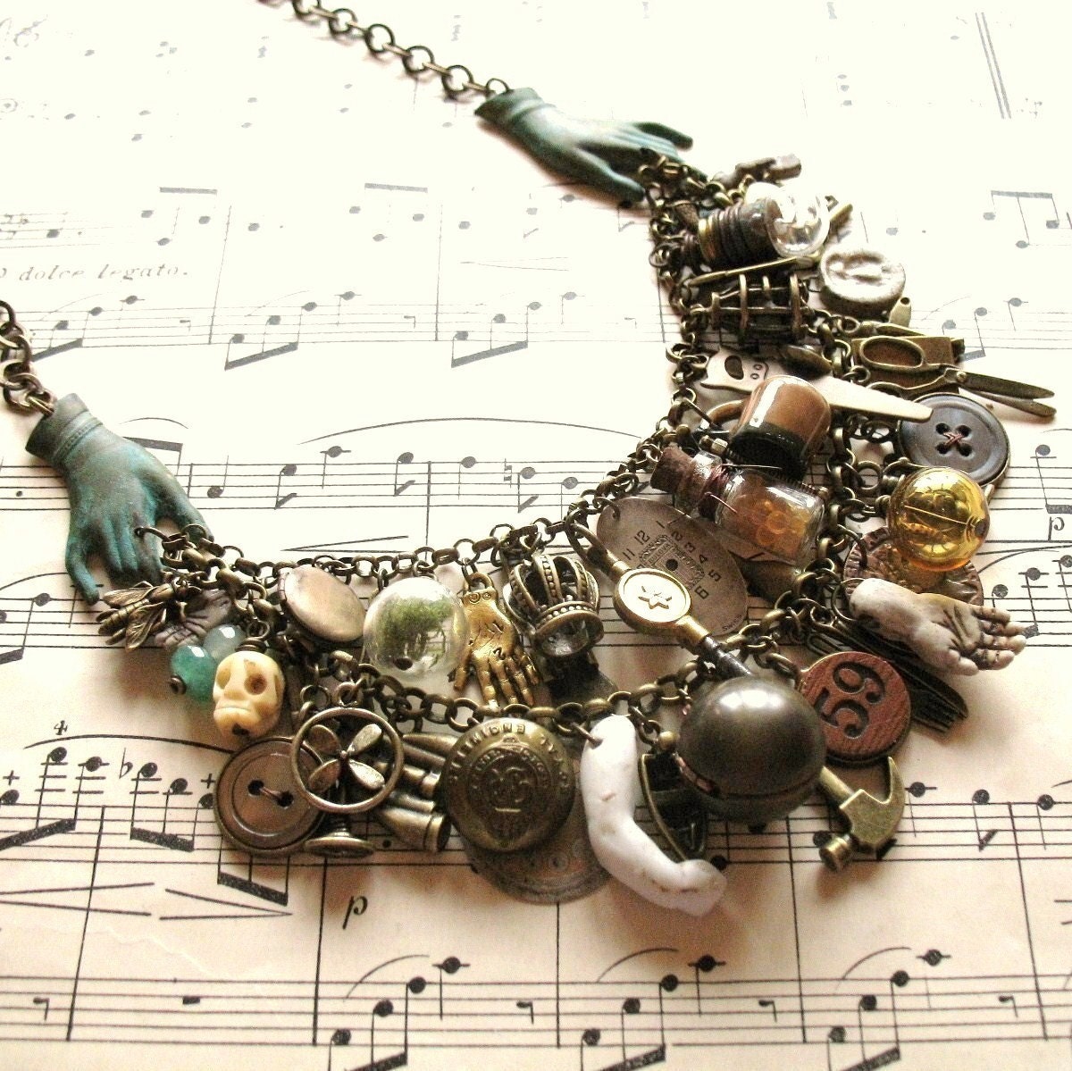 Romany Belle - Handmade Vintage Inspired Gypsy Bohemian Statement Charm Bib Necklace