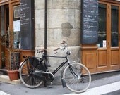 Paris Photography - la bicyclette - brown bicycle in Paris, France - 12x12 photograph on wood photo block - Paris Home Decor