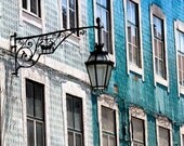 Travel Photography - Colors of Lisbon, Portugal 6 - 8x10 Fine Art Photograph - mint green - cool blue - mosaic tiles