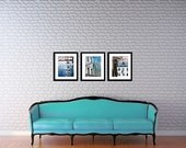 Travel Photography - Set of 3 8x10 Fine Art Photographs Colors of Lisbon, Portugal -mint green -  tourquoise - blue - affordable home decor